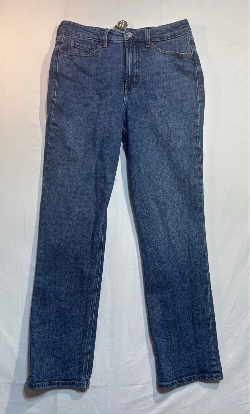 Old Navy Extra High Rise Straight Jeans Women’s 4 Blue Smooth Pockets Stretch